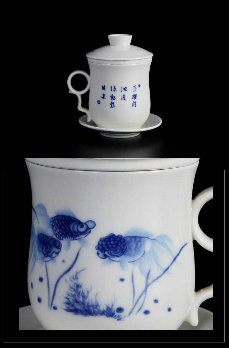 Jingdezhen porcelain ceramic cups office personal special glass with cover filtration separation tea tea cup