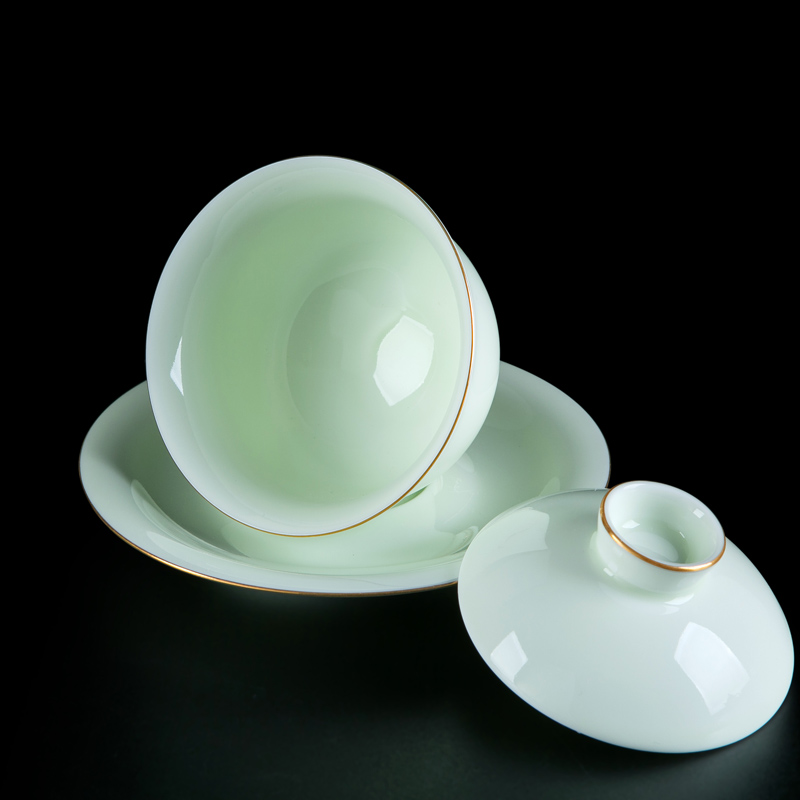 Tea is made of a complete set of kung fu Tea set household contracted jingdezhen celadon paint ceramic cups tureen Tea POTS
