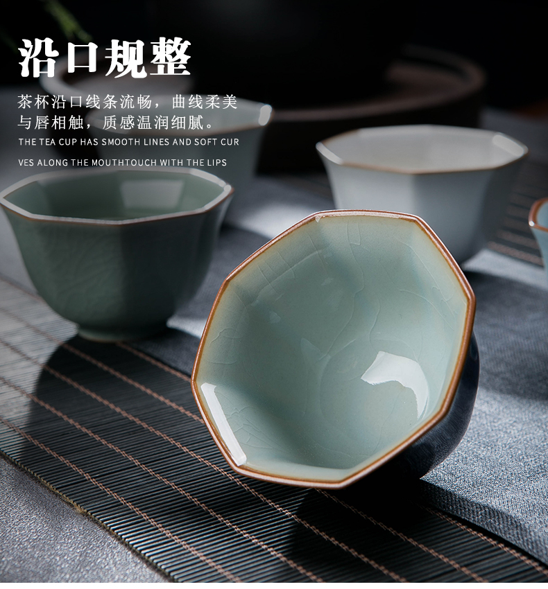 Five ancient jun kung fu tea sets, small household jingdezhen your up ceramic cups tea sample tea cup, master cup