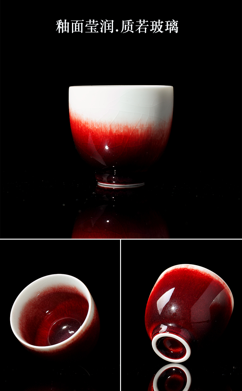 Jingdezhen ceramic up red ice crack glaze on the master cup single cup sample tea cup kung fu tea set large cups