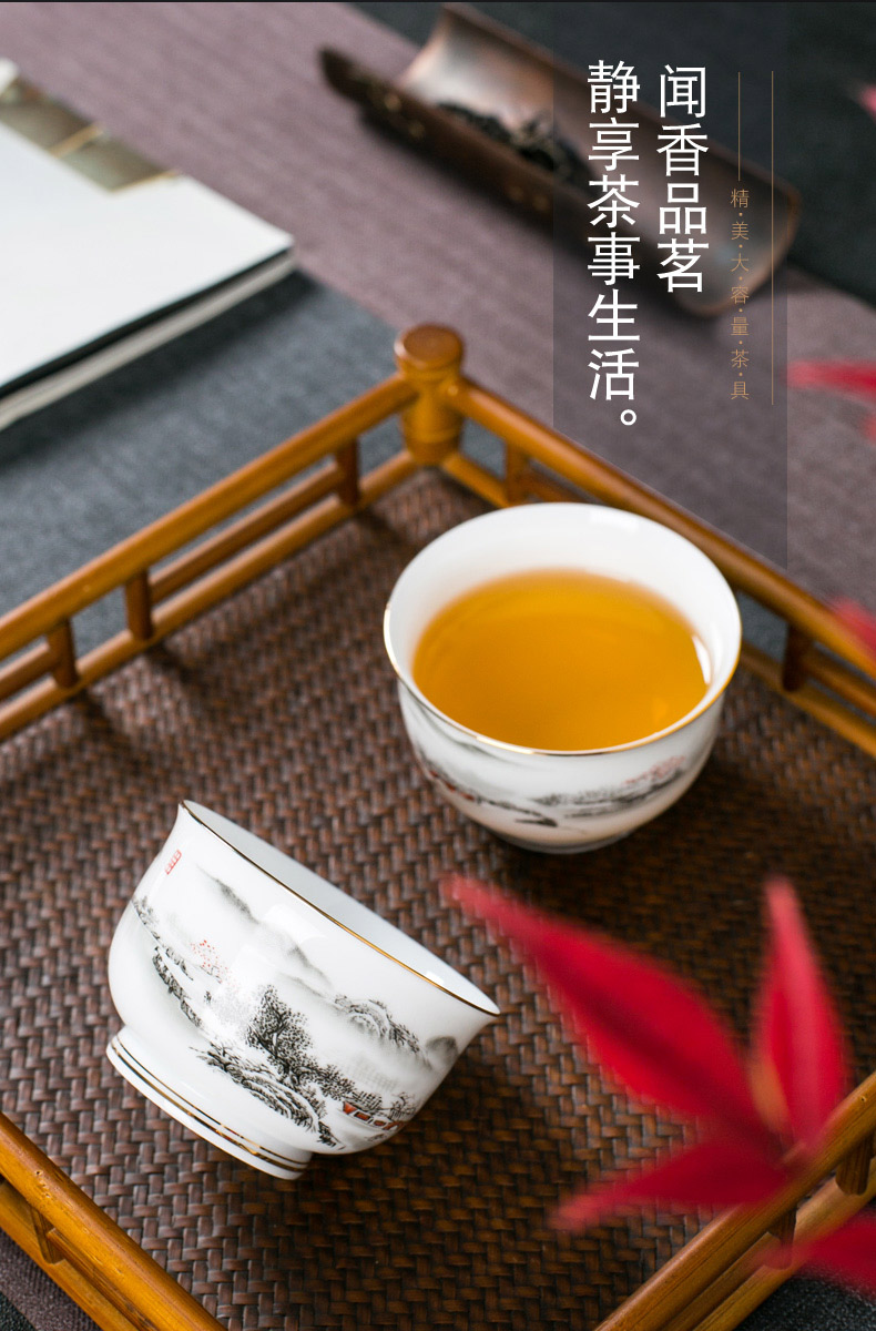 Red the jingdezhen ceramic white porcelain kung fu tea set home sitting room teapot teacup sample tea cup