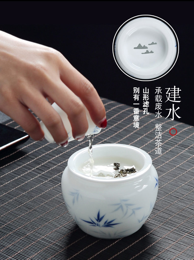 Jingdezhen blue and white porcelain hand - made ceramic kung fu tea set suits for Chinese style household small teapot tea tea cups