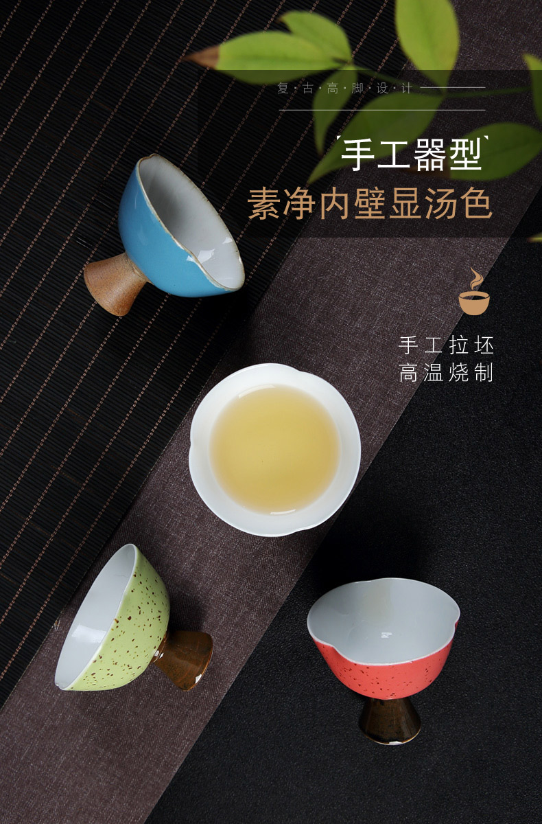 Red the jingdezhen ceramic kung fu tea set home master cup single cup sample tea cup to restore ancient ways small tall foot cup