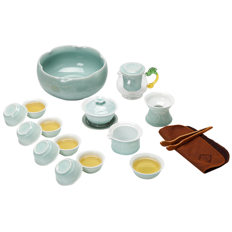 Jingdezhen kung fu tea set suit small household contracted and I celadon teacup tea tureen ceramic teapot