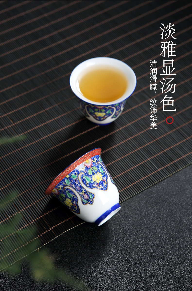 Colored enamel of a complete set of ceramic tea set jingdezhen Chinese style household kung fu tea, contracted tea tray package