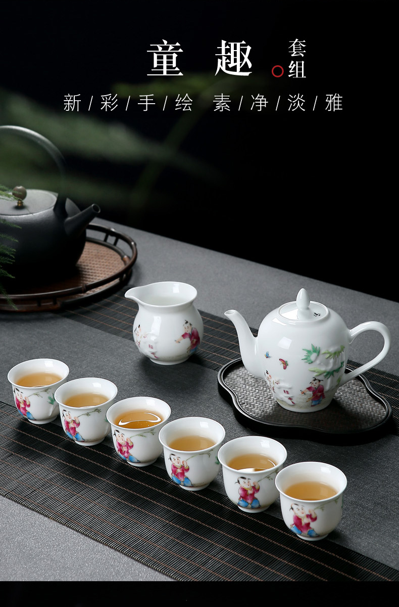 Jingdezhen Chinese lid and exquisite porcelain bowl of tea tea cups hand - made porcelain of kung fu tea set home