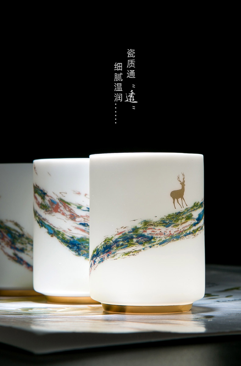 Jingdezhen ceramic tea cup suet jade white porcelain cup individuals dedicated men and women drinking tea tea master cup single CPU