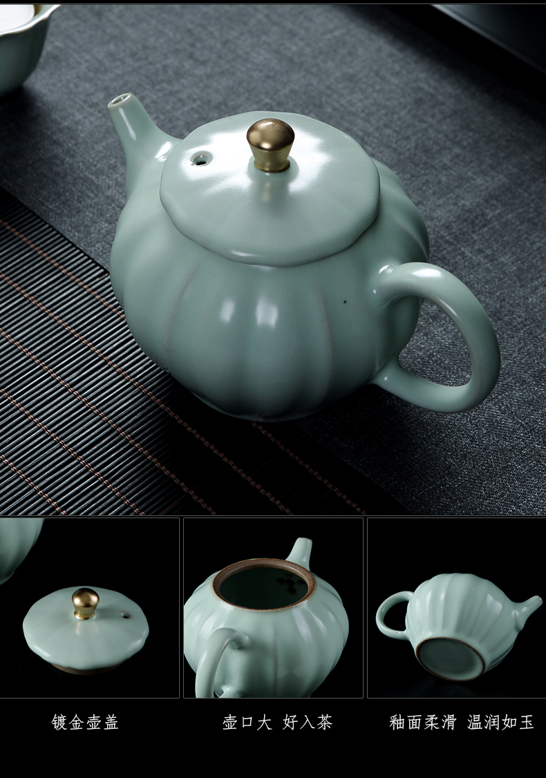 Jingdezhen your up ceramic kung fu tea set suit household light much the see colour of a complete set of tea tureen tea cups Chinese style