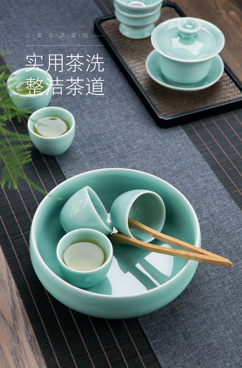 Jingdezhen color glaze celadon ceramic kunfu tea tureen tea set suit household contracted sitting room of a complete set of tea