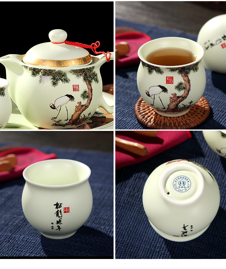 Jingdezhen tea suit household double anti hot cup teapot office of a complete set of kung fu tea cups