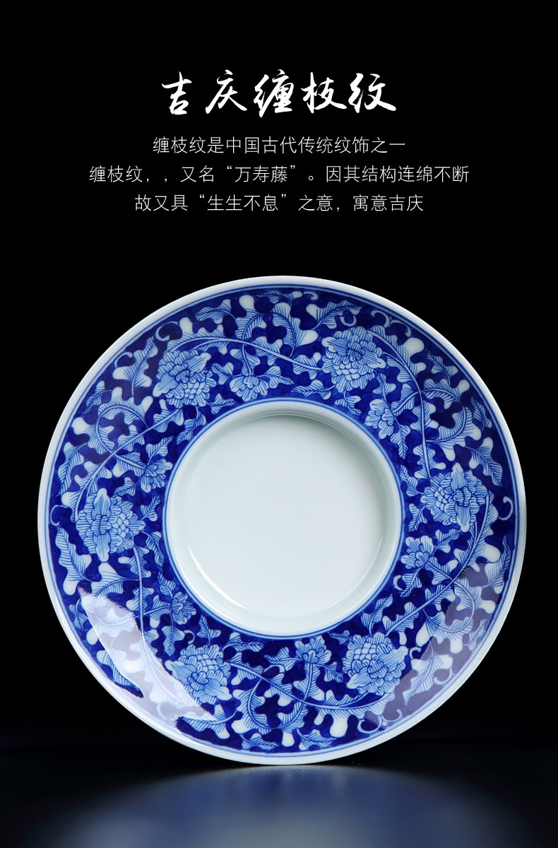 Jingdezhen porcelain ceramic hand - made bound lotus flower grain tureen tea cups a single tea set large against the hot tea three bowls