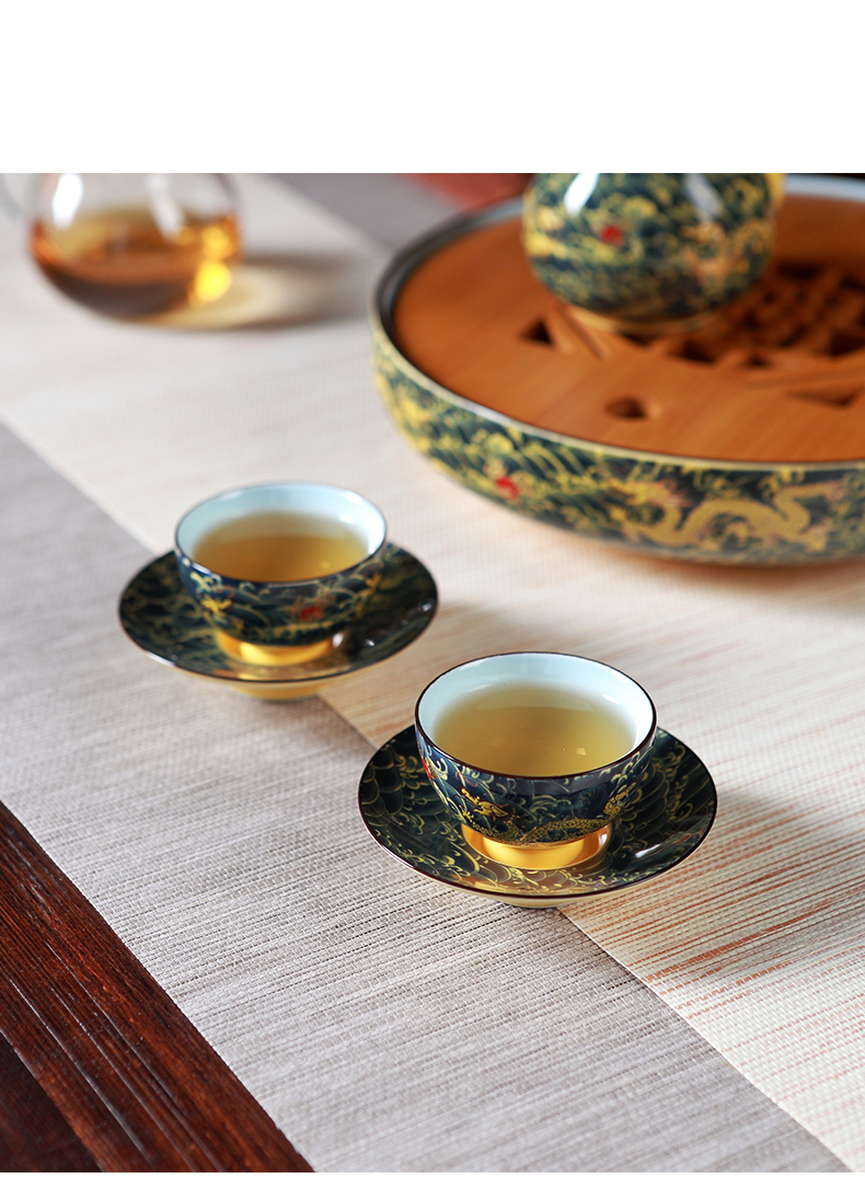 Jingdezhen household kung fu tea set ceramic porcelain tea tray teapot six cups of a complete set of large tea tray