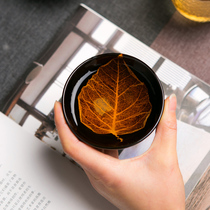 Jizhou Kiln Wood leaf Tianmu cup black glaze black gold wood leaf cum Bodhi leaf Jianzhan tea cup Master Cup Tea Cup Single Cup