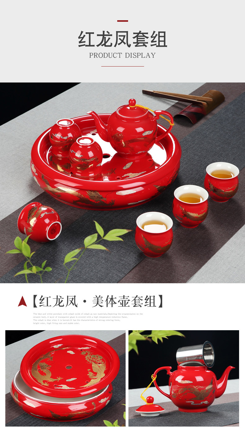 Jingdezhen ceramic kung fu tea set home sitting room of a complete set of double anti hot filter teapot tea tray cups