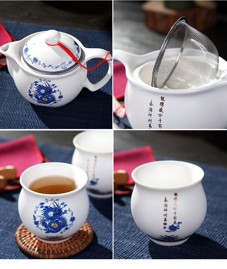 Jingdezhen tea suit household double anti hot cup teapot office of a complete set of kung fu tea cups
