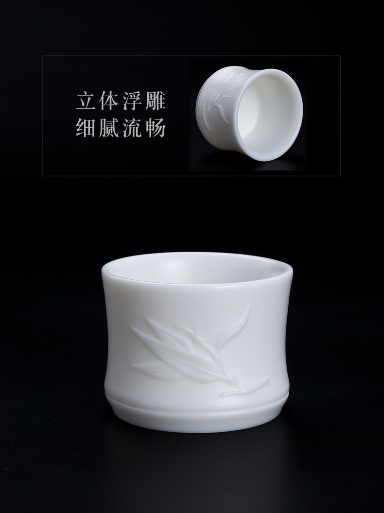 Jingdezhen ceramic biscuit firing master cup single CPU jade white porcelain sample tea cup kung fu tea set suit household individual cups