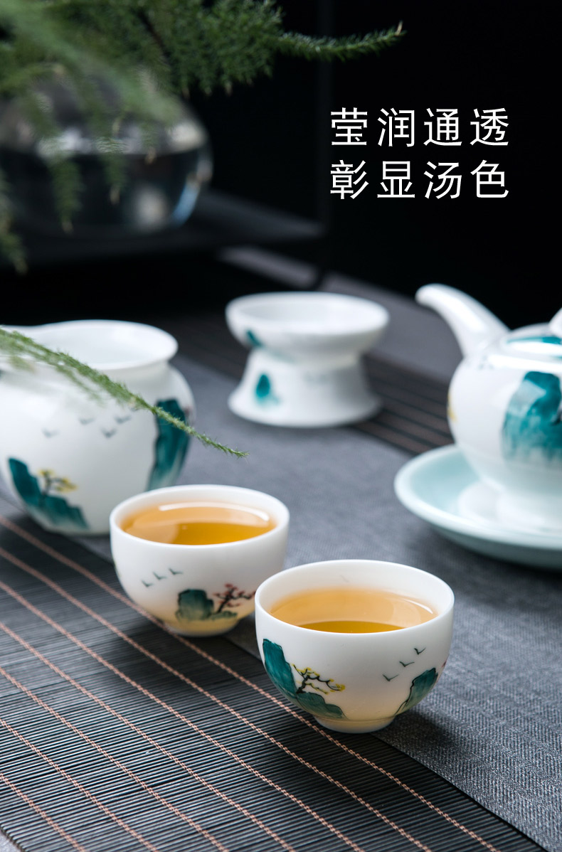 Jingdezhen hand - made ceramic kung fu tea set tea service home sitting room portable small set of Chinese tea cup teapot