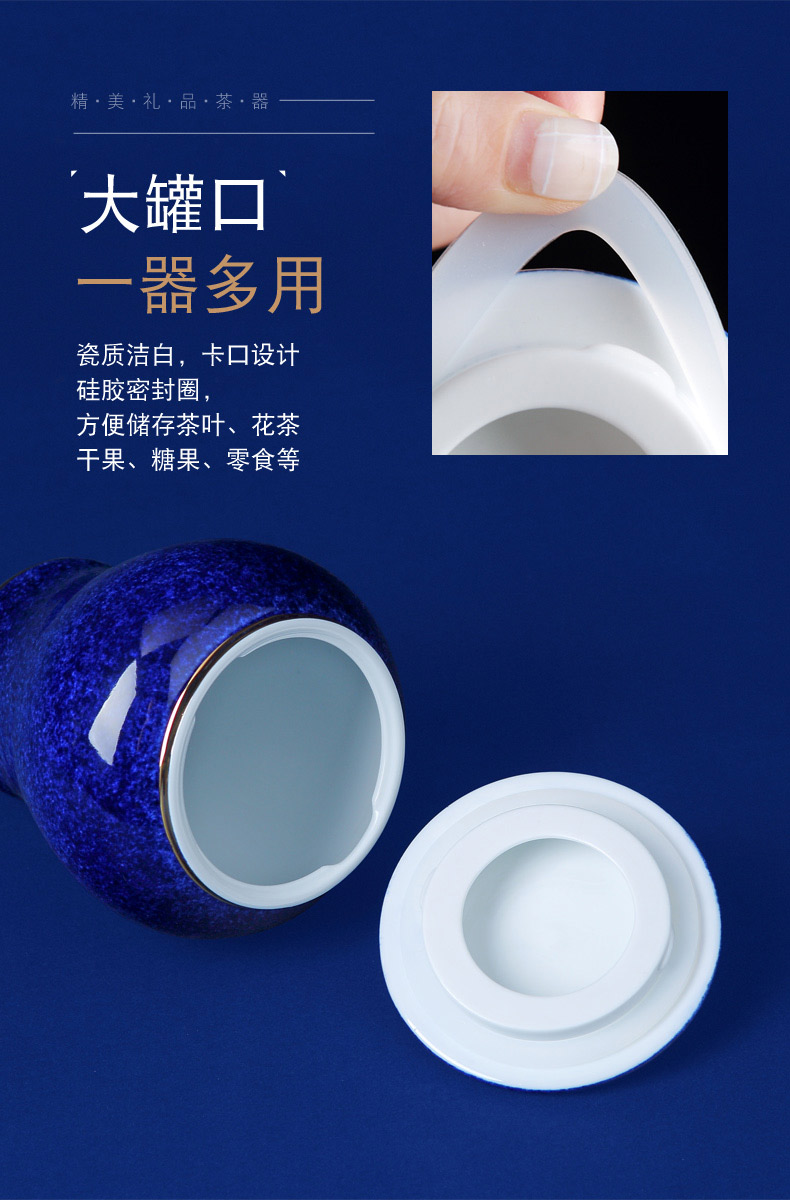 Jingdezhen ceramic seal caddy fixings as cans with blue glaze see colour porcelain jar with cover household size tea storage tanks