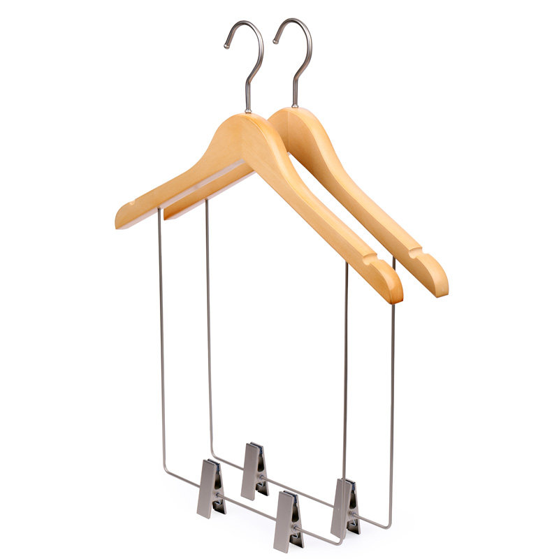 Han clothes suit with clip solid wooden clothes Chinese log-colored hanging clothes for adult clothes