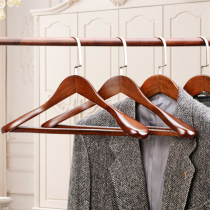  Solid wood hanger household clothes support suit coat support wide shoulder seamless anti-shoulder angle wooden non-slip clothes rack clothes hang