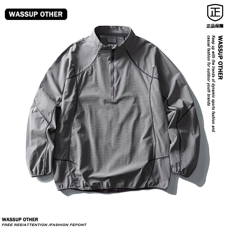 Wassup Other Outdoor Half-Zip Hasselblad Quick-Dry Long-Sleeve T-Shirt for Men, Spring and Autumn Loose Base Layer Top