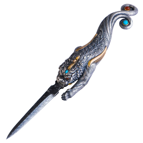 Чайная церемония тяжелое оружие!Должен купить!貔貅 Инкрустанный нож серебряный, чайный кусочек Ruiman Damascus