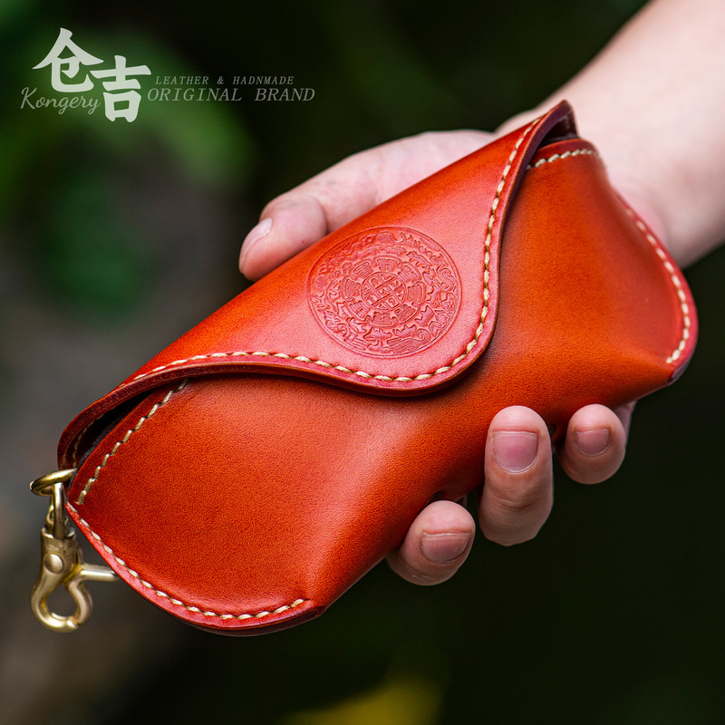 【Jiugong Mirror Collection】Vintage Glasses Case! Cangji Handmade Sunglasses Case Made of Genuine Leather, Pressure-Resistant, for Storing Collectibles and Sunglasses