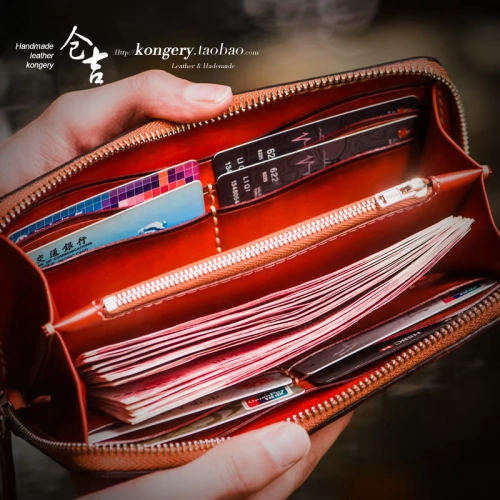 Мужской длинный бумажник, ретро сумка через плечо для отдыха с молнией, «сделай сам», из натуральной кожи