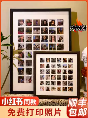 48 36 100 solid wood palace grid couple diy photo frame custom wedding yarn photo hanging wall frame love commemorative gift