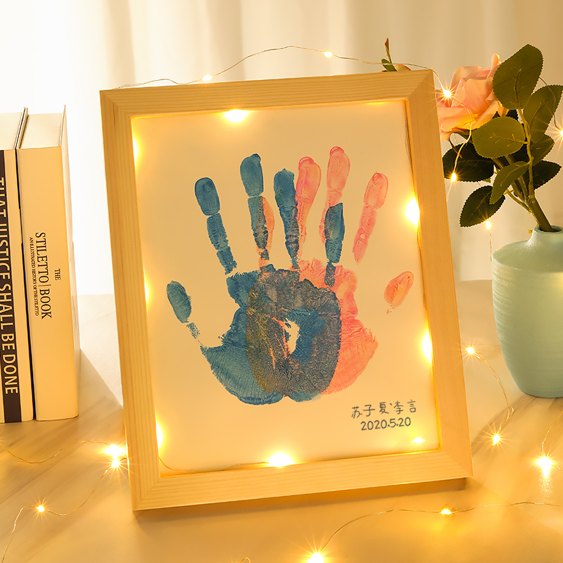 diy couple handprint photo frame gift Press palm print painting oil painting memorial press print paste color pigment handmade