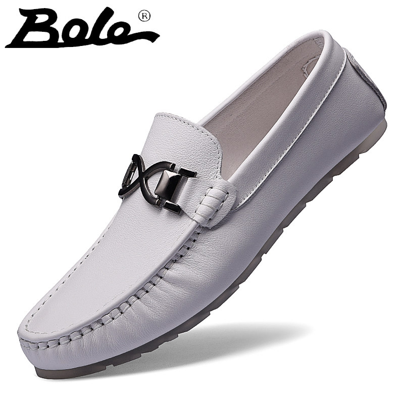Bole Male Bean Shoes 2021 Fall New Genuine Leather Soft-bottom Casual Leather Shoes Man A foot pedal sloth driving shoes