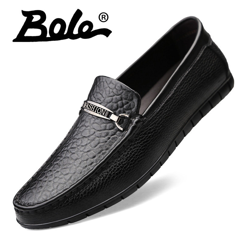 Men's Bean Shoes Genuine Leather Soft-bottom Casual Leather Shoes Men's Korean Version Brands Men's Shoes Summer 2022 New Sloth Shoes Man