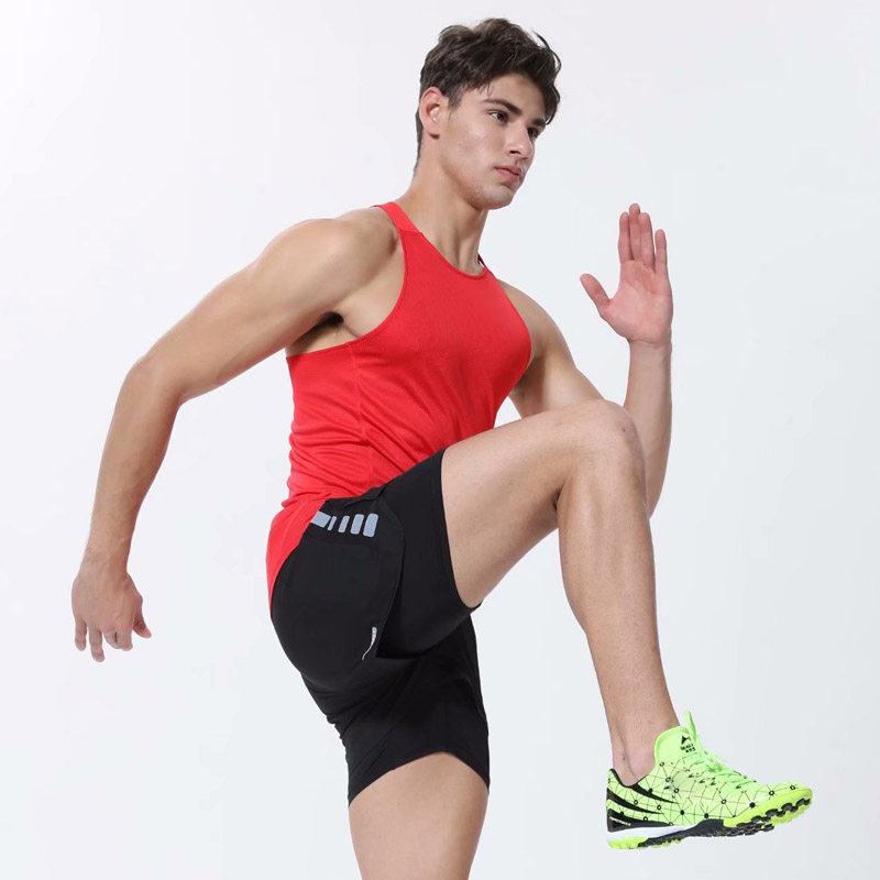Track suit suit men's marathon running suit race vest Professional fitness tight fast-drying training suit three-point pants