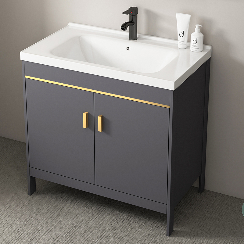 Floor-Standing Space Aluminum Bathroom Cabinet Washbasin Cabinet Set Ceramic Bathroom Balcony Washstand Basin