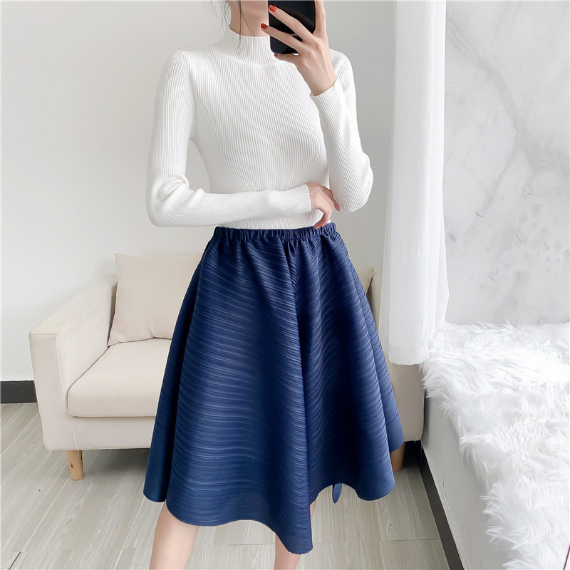 Triple Mansion Folds Broadlegged Pants Skirt 2022 New Design Sense small crowdsourced elastic loose high-end large size for a thin summer