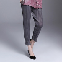 Miyake pleated wild life clothes womens fashion 2020 spring and summer elastic large size thin pencil small feet pants