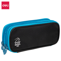 Deli three-layer pencil case three-layer zipper pencil case 66667 boys and girls canvas pencil case storage stationery bag