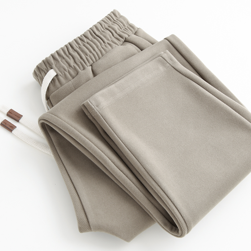 Khaki Green 420g Heavyweight Sweatpants for Men, Spring and Autumn Style, American Versatile Casual Trousers, Twill Brushed Straight-Leg Sports Pants