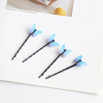 Mori blue butterfly clip simple hipster clip headwear hairclip female temperament Joker go out banghai clip