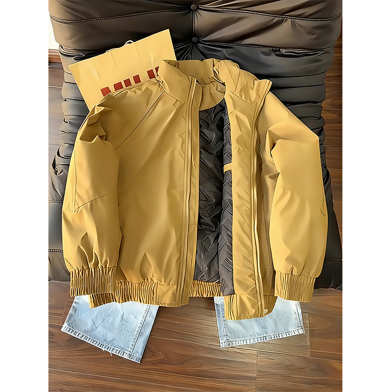 American-Style Bomber Jacket, down Cotton Coat for Men, Winter Thickened Short Stand-Collar Cotton Jacket, Cool and Stylish Warm Outerwear for Teenagers American-Style Bomber Jacket, down Cotton Coat for Men, Winter Thickened Short Stand-Collar Cotton Jacket, Cool and Stylish Warm Outerwear for Teenagers