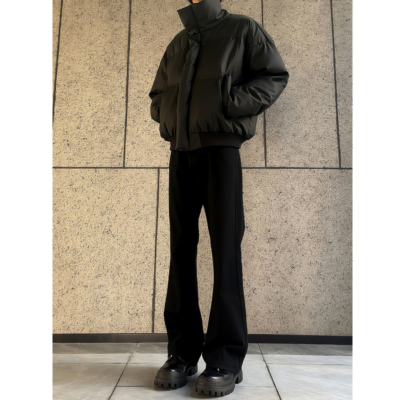 Black Short Pu Leather down Jacket for Men, Winter Wear, Stand-Up Collar Puffer Jacket, High-End Stylish and Cool Cotton Coat Black Short Pu Leather down Jacket for Men, Winter Wear, Stand-Up Collar Puffer Jacket, High-End Stylish and Cool Cotton Coat