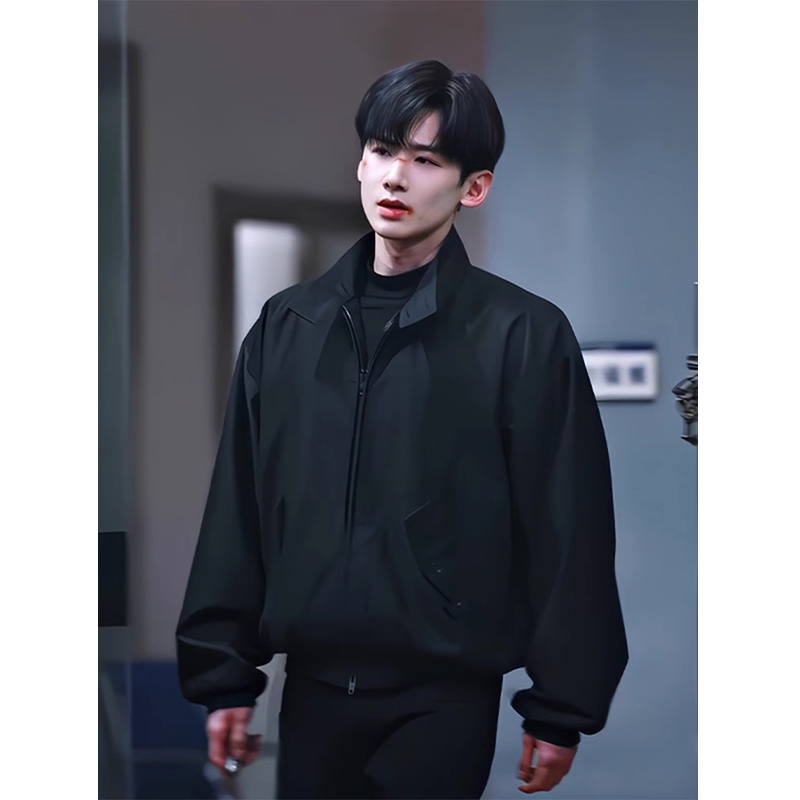 Bai Jingting Style Bomber Jacket for Men, Spring and Autumn Short Coach Workwear Baseball Jacket with Stand Collar Bai Jingting Style Bomber Jacket for Men, Spring and Autumn Short Coach Workwear Baseball Jacket with Stand Collar