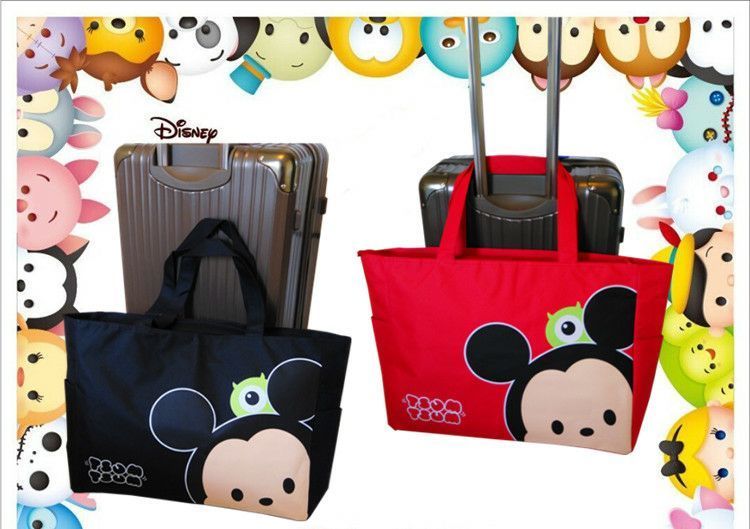 Phim hoạt hình lớn Mickey vai di động gấp mua sắm túi vải xanh / túi du lịch túi du lịch nữ loại nhỏ