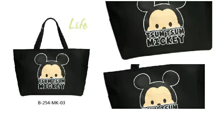 Phim hoạt hình lớn Mickey vai di động gấp mua sắm túi vải xanh / túi du lịch túi du lịch nữ loại nhỏ