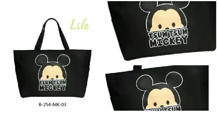 Phim hoạt hình lớn Mickey vai di động gấp mua sắm túi vải xanh / túi du lịch