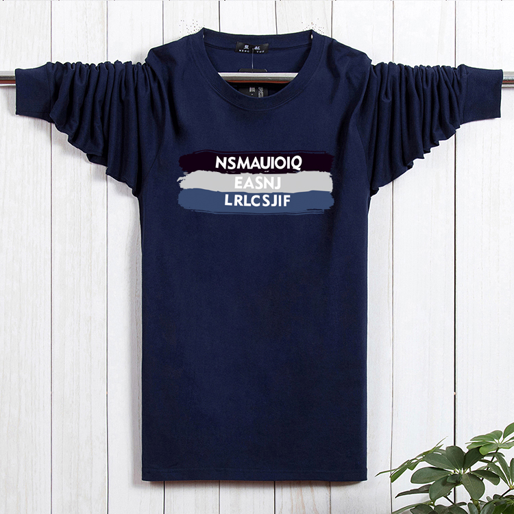 Nhà máy trực tiếp nam tay dài cộng với phân bón XL quần áo mùa thu và cotton mùa thu cổ tròn áo thun nam dài tay áo thun nam polo