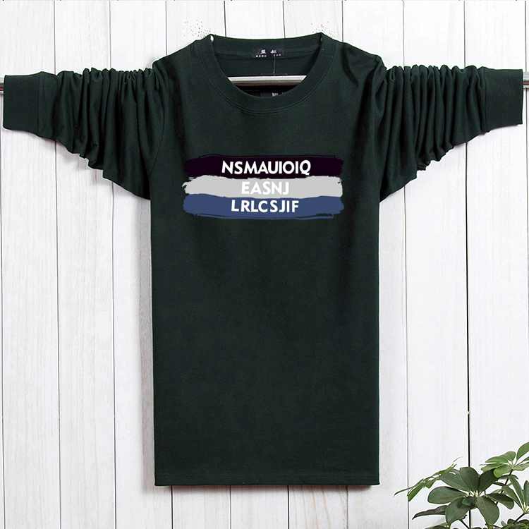 Nhà máy trực tiếp nam tay dài cộng với phân bón XL quần áo mùa thu và cotton mùa thu cổ tròn áo thun nam dài tay áo thun nam polo