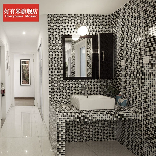 好有米 Стеклянная хрустальная мозаика, фоновая настенная плитка для ванной, раковины, балкона, самоклеящаяся отделка