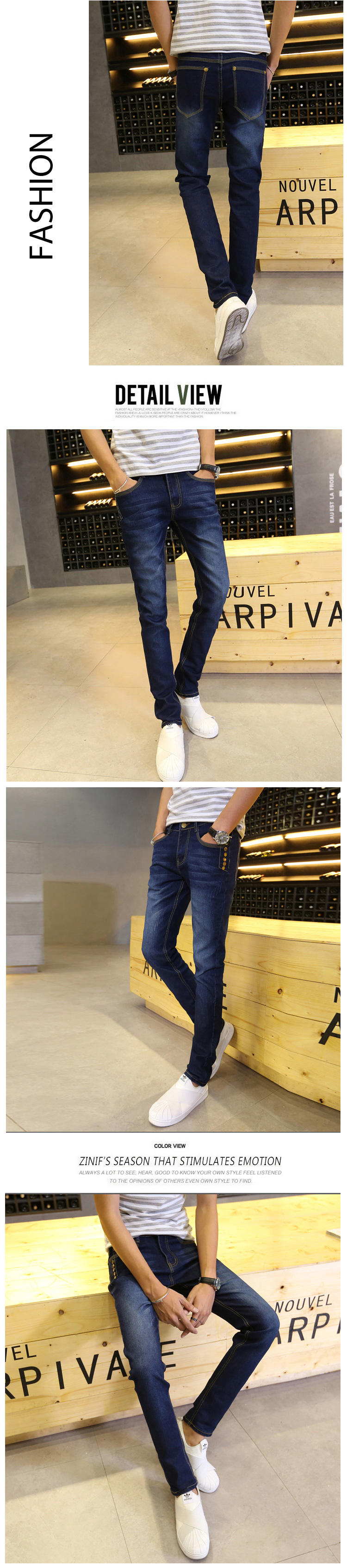 Jeans pour adolescent pieds Slim pour Quatre saisons - Ref 1465286 Image 17
