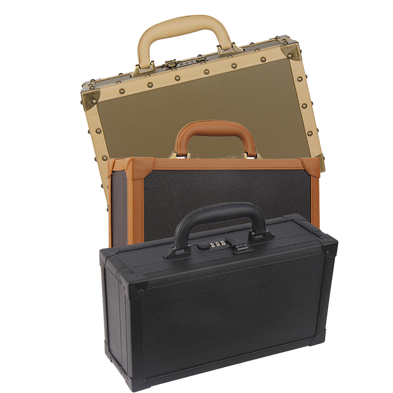 Retro Leather Toolbox Hairdressing electric cut containing box Hand password box hairstylist Cosmetic Beauty Nail Technician Scissors box-Taobao